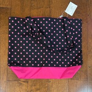 Black & Pink Polka Dot Tote Bag (NWT)